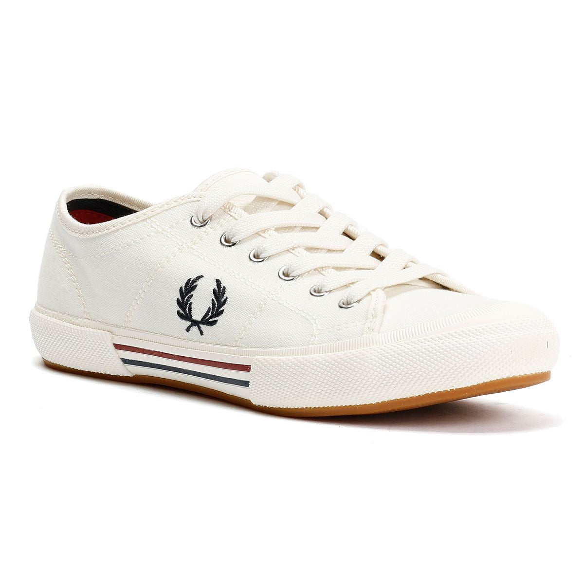 Fred Perry B708 Vintage Tennis Baskets Blanches En Toile Pour Homme