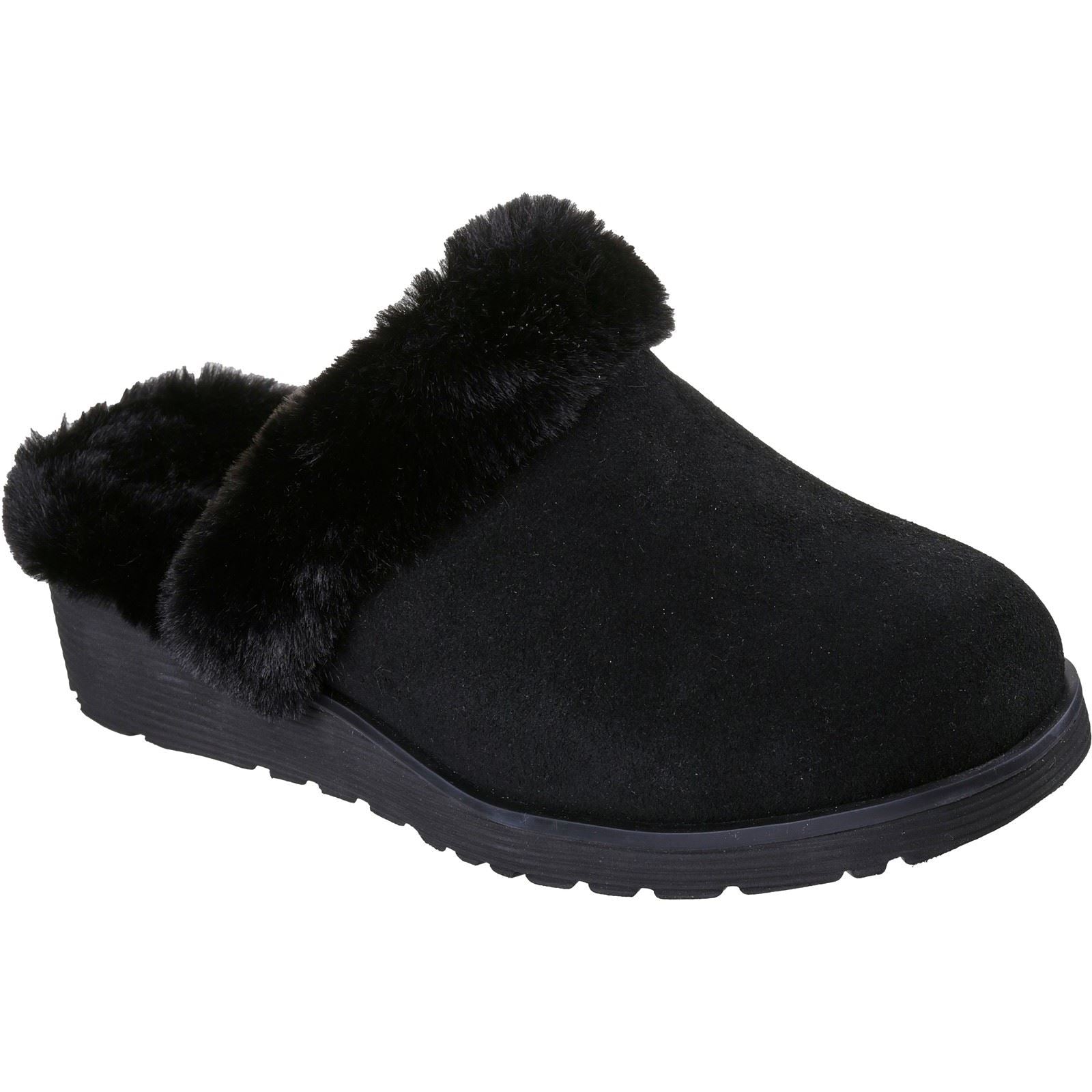 Skechers Keepsakes Wedge Time To Cruise Chaussons En Cuir Pour Femmes Noirs