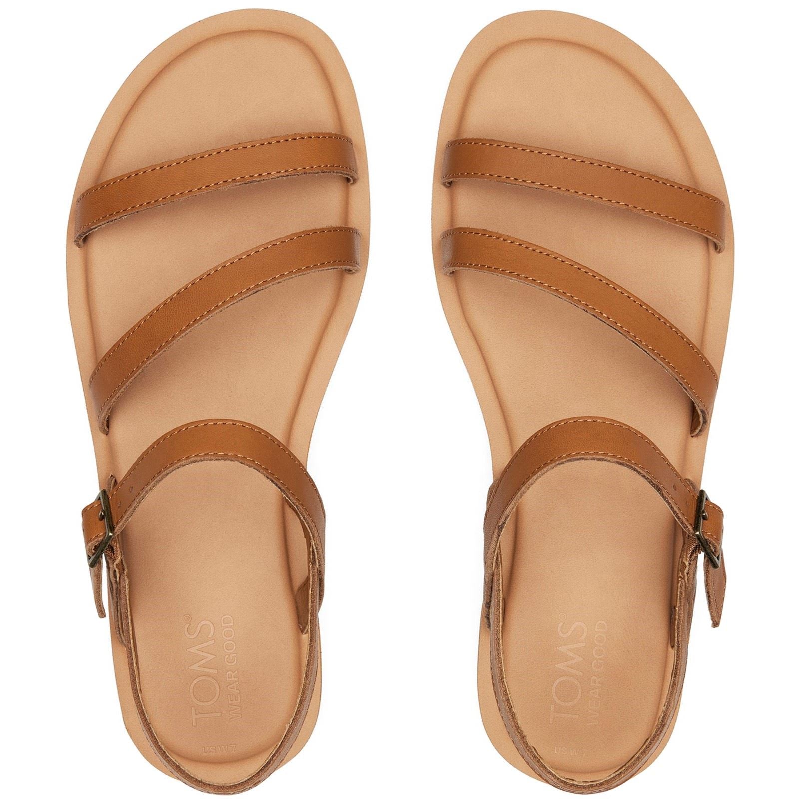 TOMS Kira Sandales En Cuir Pour Femmes Couleur Caramel