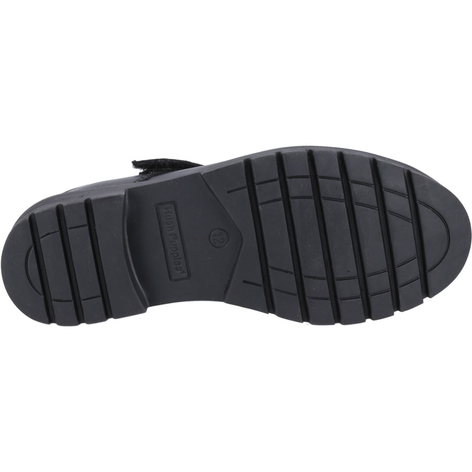 Hush Puppies Tanya Senior Chaussures Noires Pour Filles En Cuir