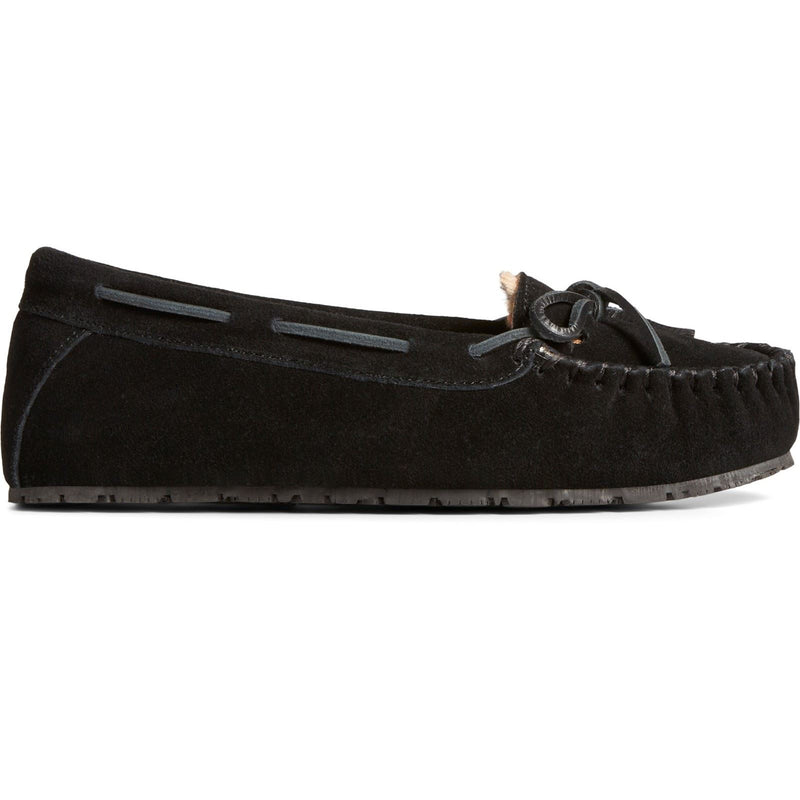 Sperry Reina Chaussons Noirs/ Léopard Pour Femme En Daim