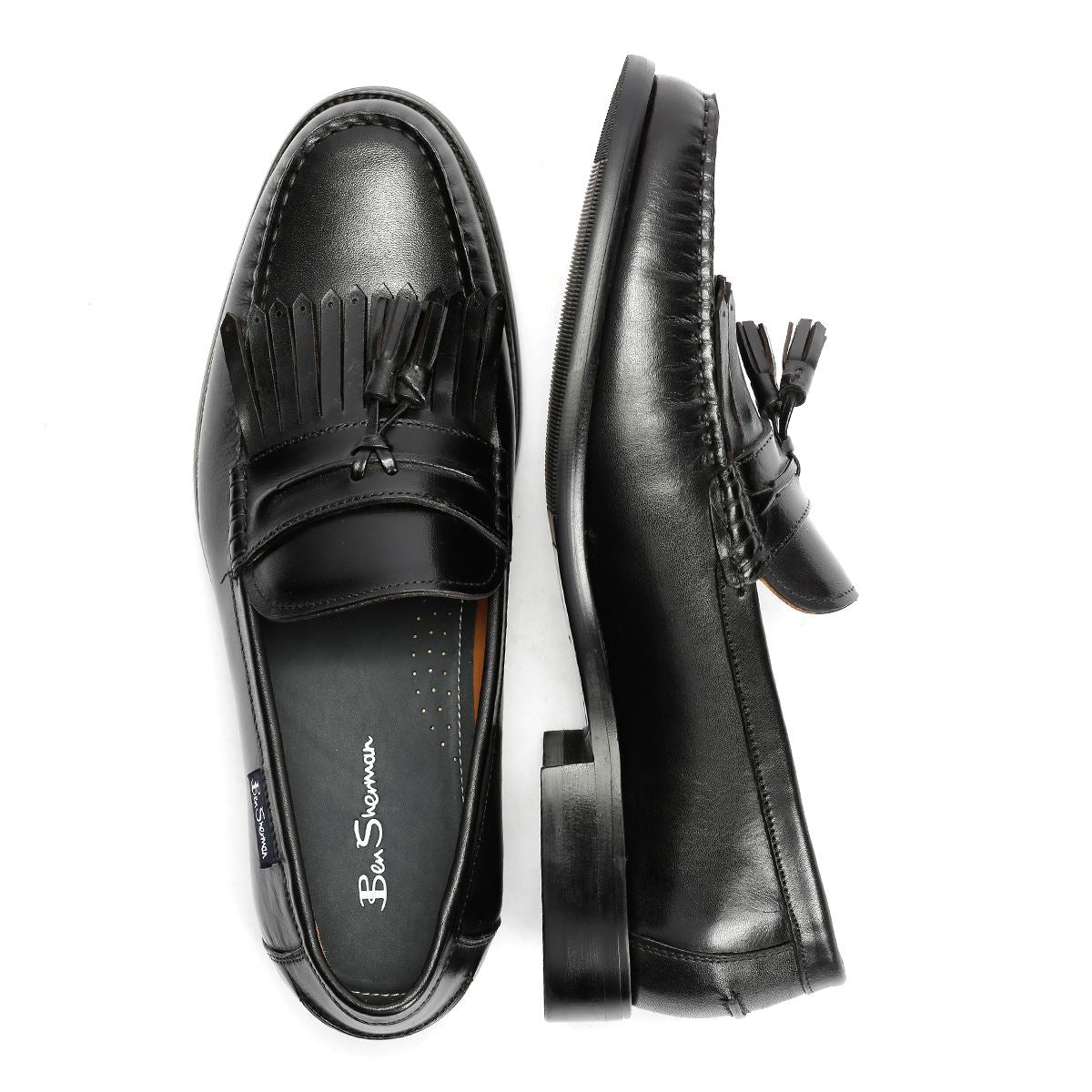 Ben Sherman Buster Mocassins Noirs En Cuir Pour Hommes