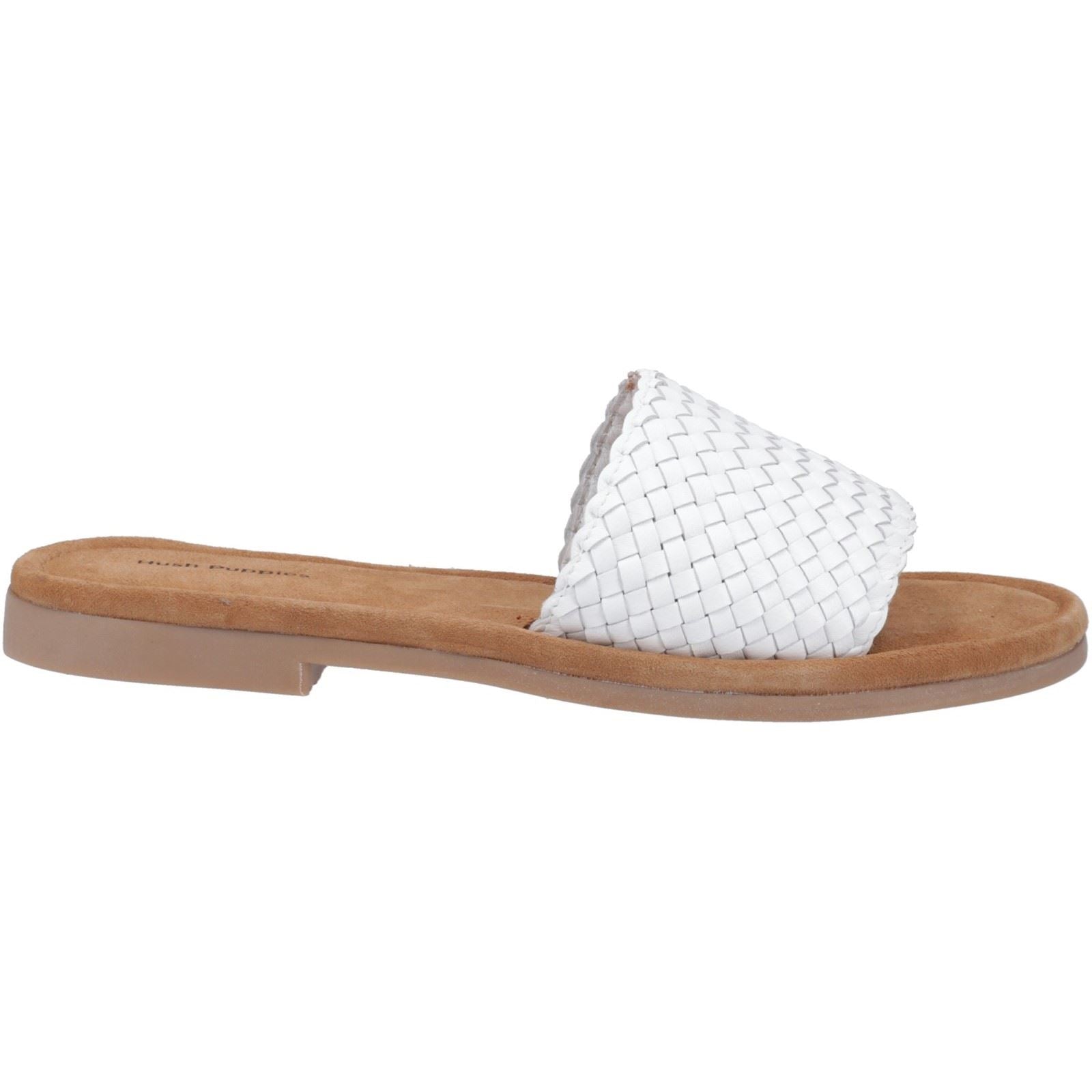 Hush Puppies Hetty Slide Sandales Blanches Pour Femmes En Cuir