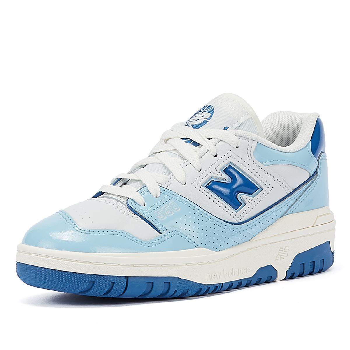 New Balance 550 Baskets Blanches/Bleues En Chrome Breveté