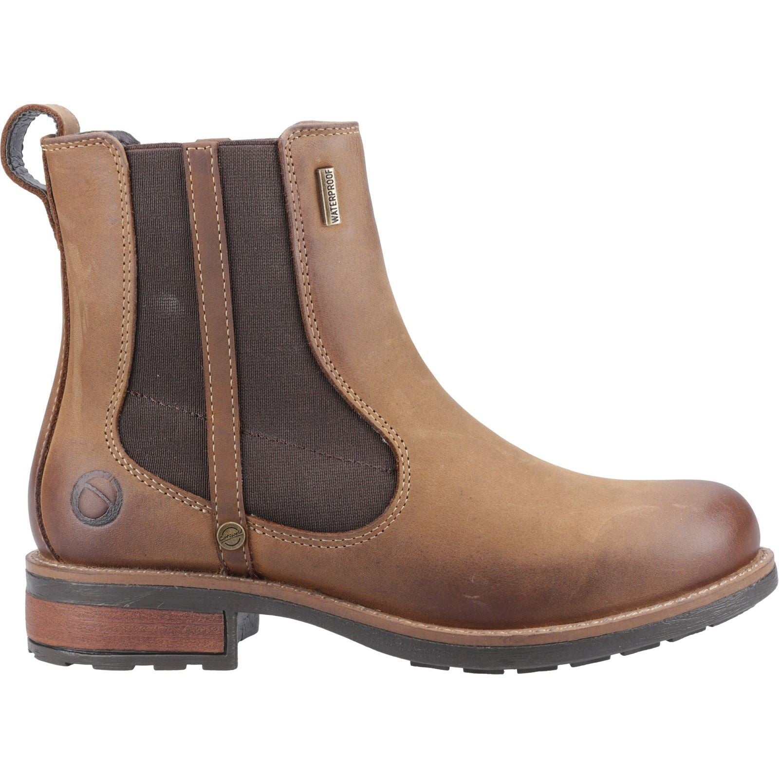 Cotswold Notgrove Bottes Chelsea Plates Pour Femmes En Cuir Marron