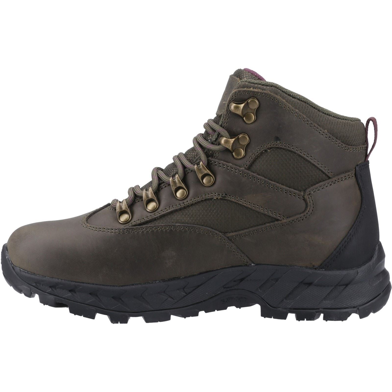 Hi-Tec Euro Trail Chaussures De Randonnée En Cuir Pour Femmes Couleur Kaki