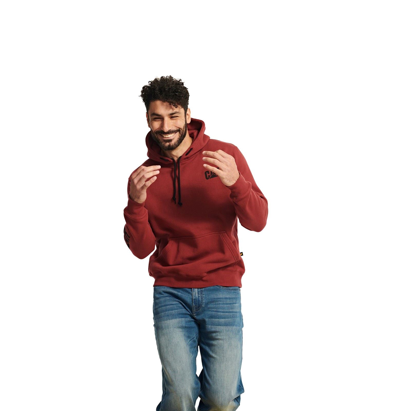 Caterpillar Trademark Banner Sweat À Capuche Rouge En Coton Pour Homme