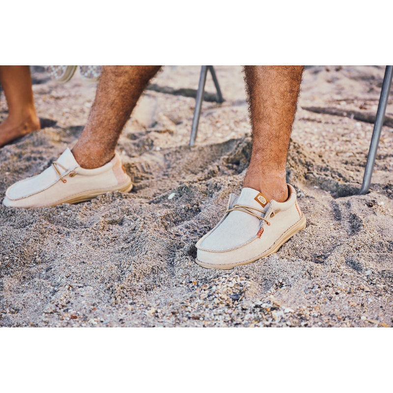 HEYDUDE Wally Coastline Chaussures Bateau Blanches En Toile Pour Hommes
