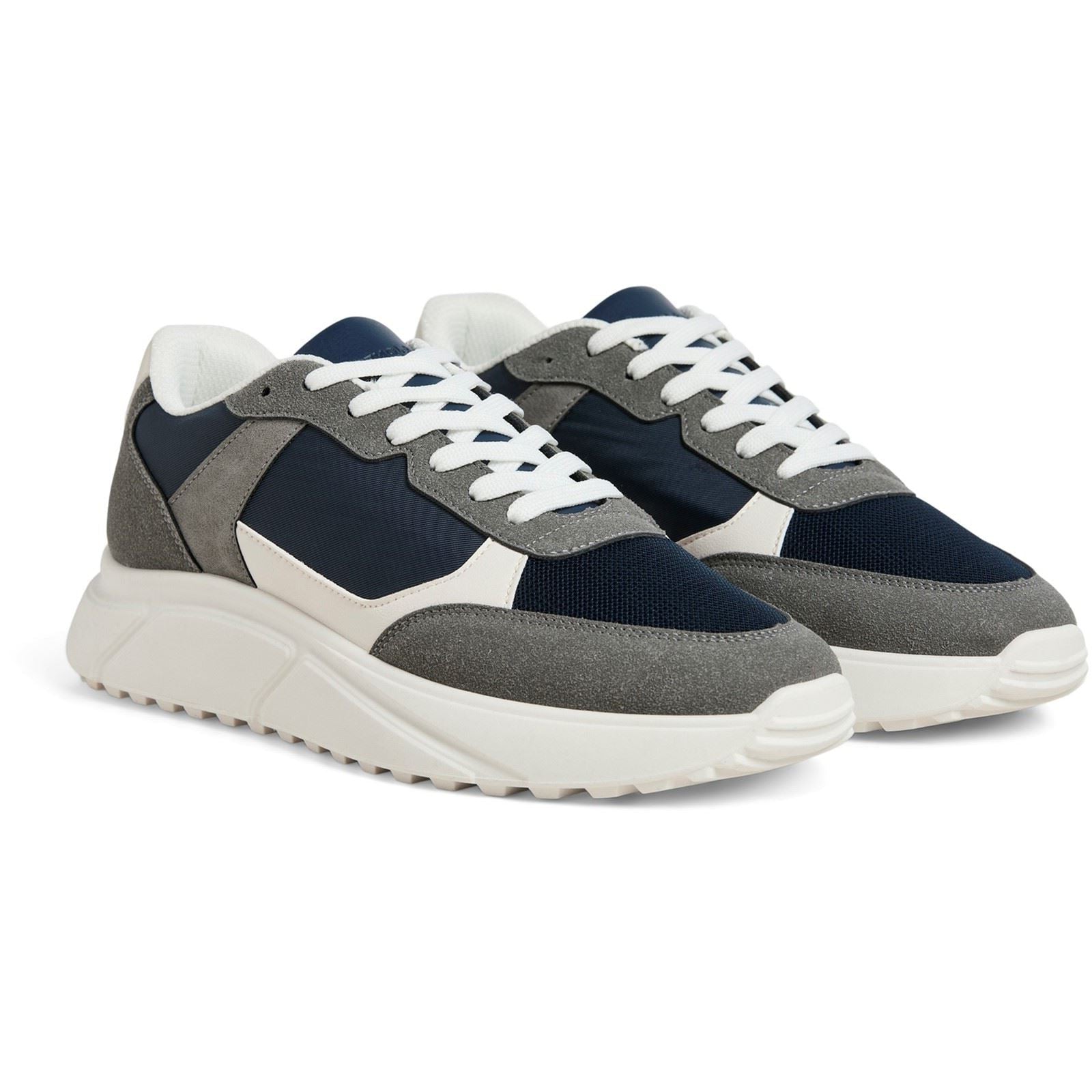 Jack & Jones Aspire Runner Baskets Pour Hommes En Polyuréthane Castlerock/Navy Blazer