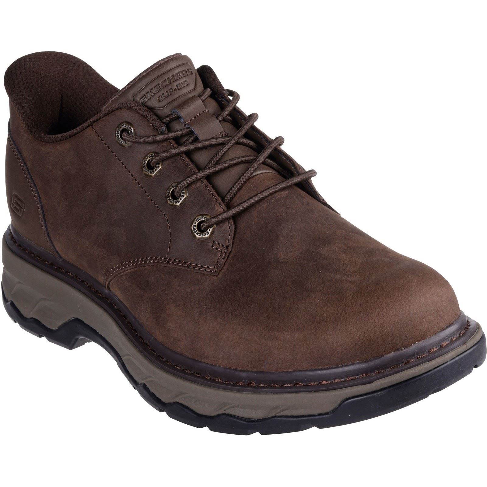 Skechers Lockett Gustav Chaussures Pour Hommes En Cuir Couleur Cacao À Lacets