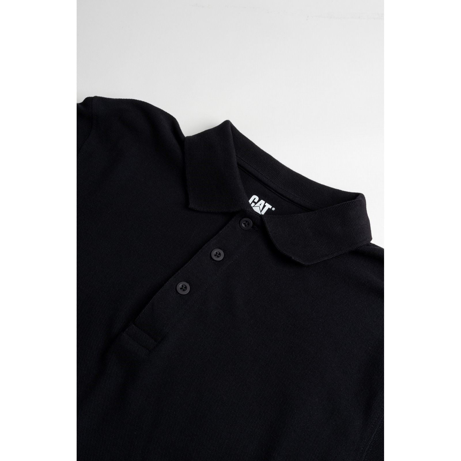 Caterpillar Essentials Polo Noir En Coton Pour Homme
