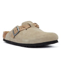 Birkenstock Boston Sabots Régulières En Daim Taupe Pour Femmes