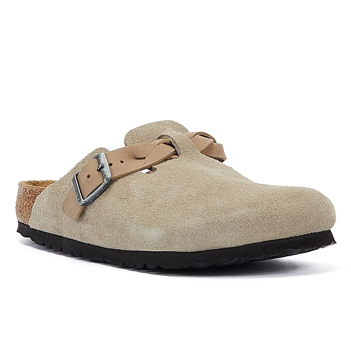 Birkenstock Boston Sabots Régulières En Daim Taupe