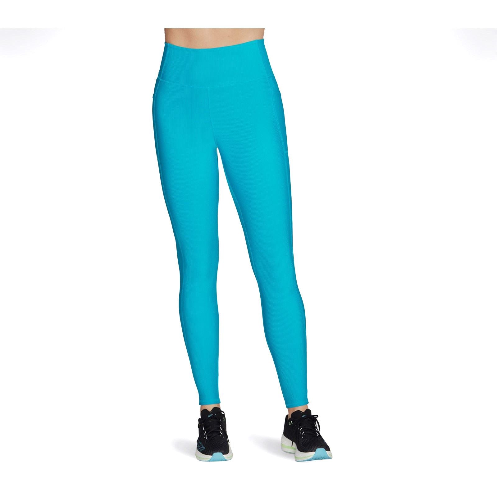 Skechers Performance GOFLEX Rib Leggings De Sport Bleus En Nylon Pour Femmes