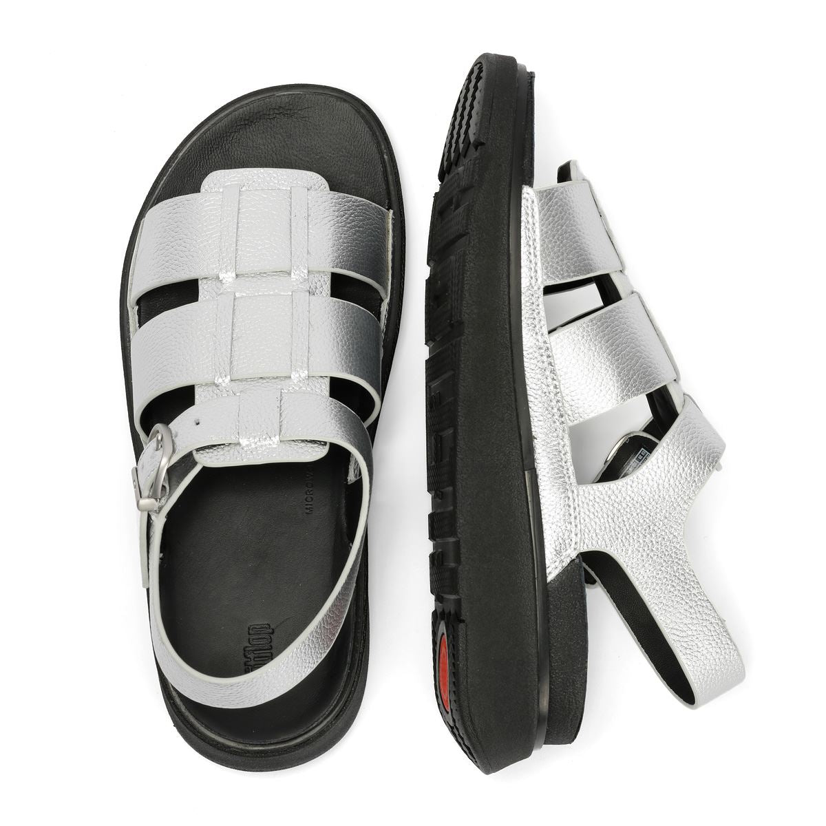 FitFlop GEN-FF Fisherman Sandales En Cuir Pour Femmes Argentées