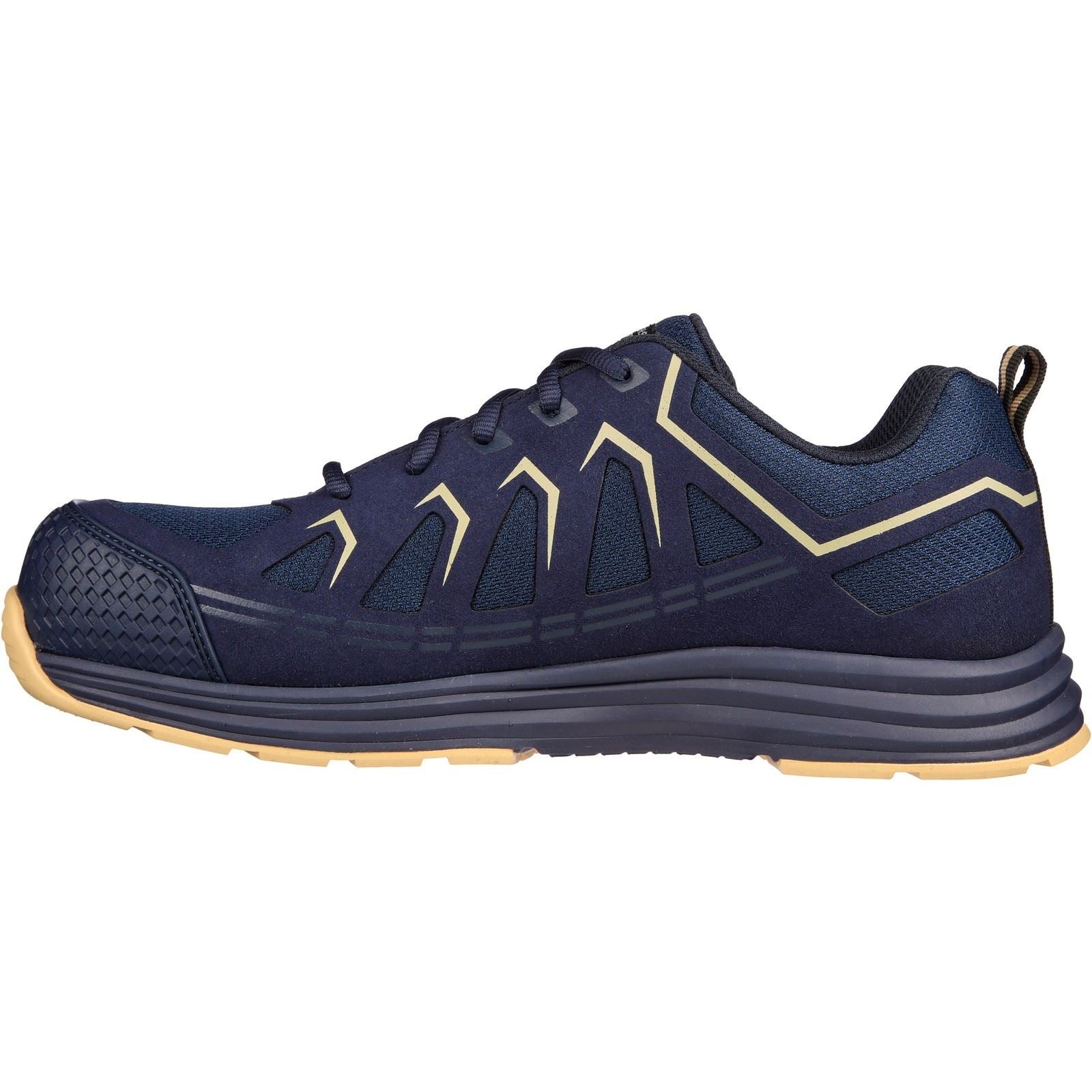 Skechers Workwear Malad II Baskets De Sécurité Pour Hommes En Tissu Bleu Marine / Tan