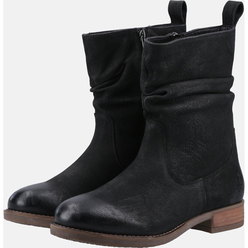 Hush Puppies Emilia Bottes Noires En Cuir Pour Femmes