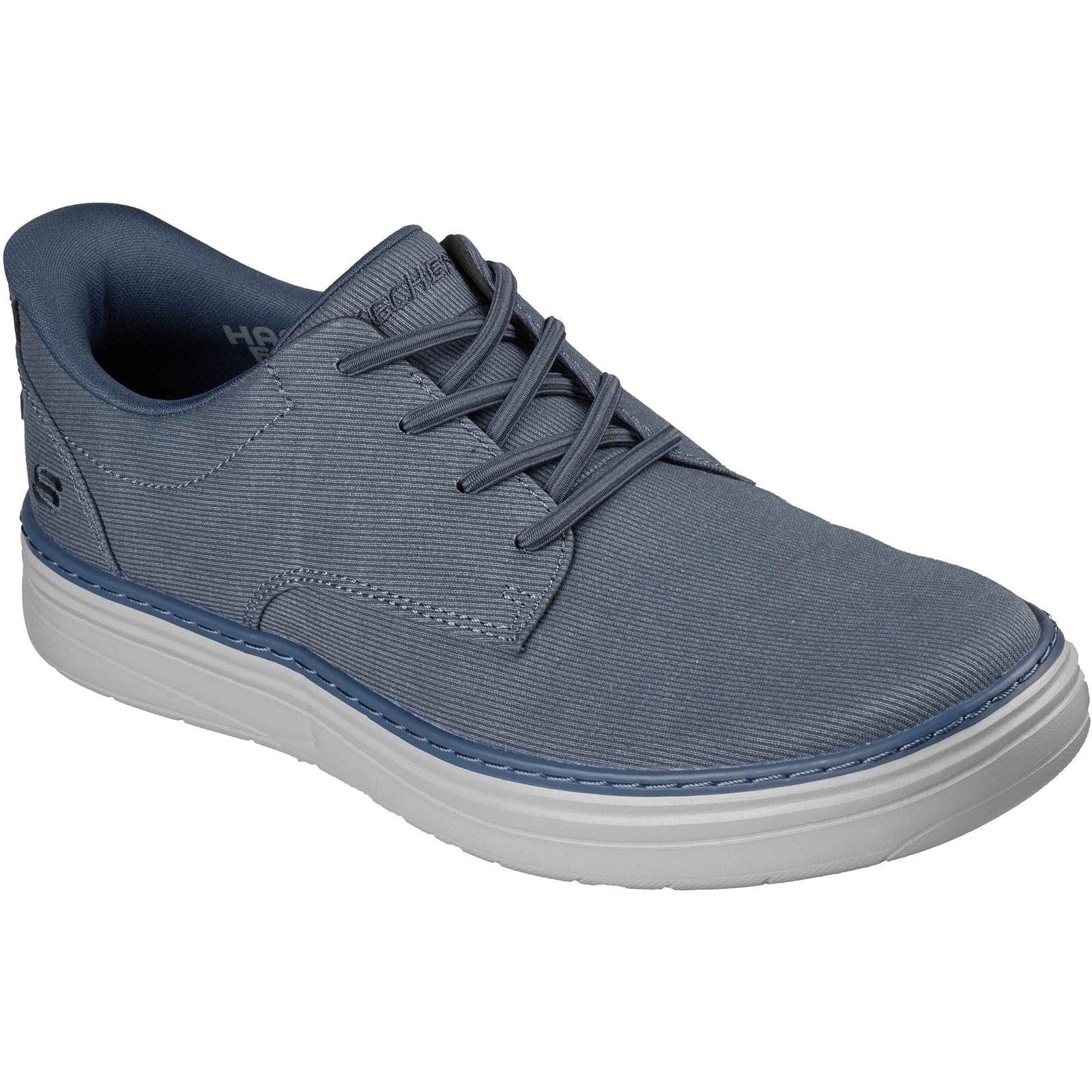 Skechers Hyland Justino Chaussures À Lacets Pour Hommes En Textile Bleu Marine