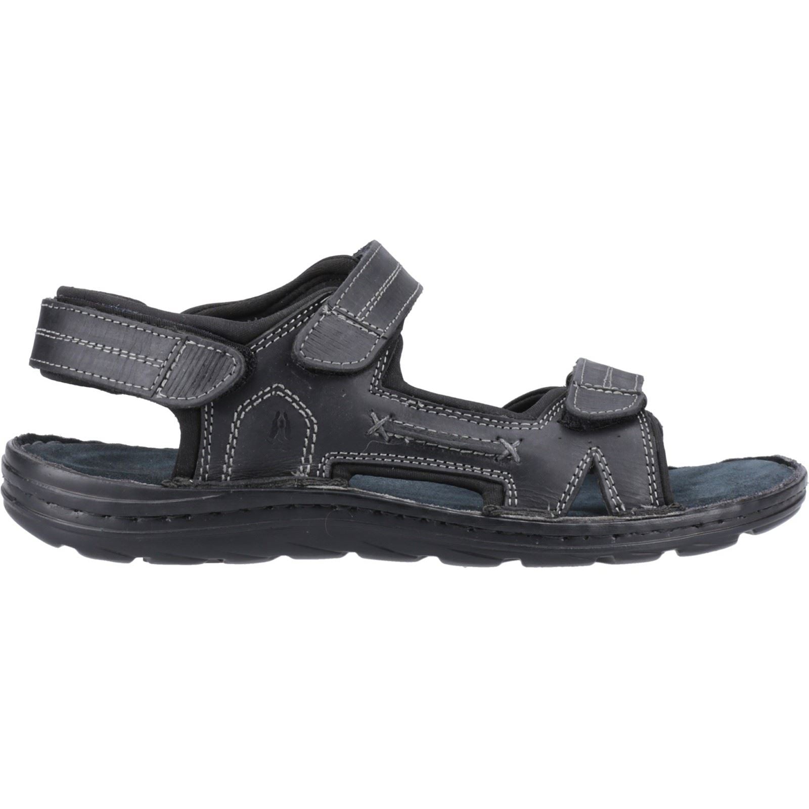 Hush Puppies Alistair Sandales Noires Pour Hommes En Cuir