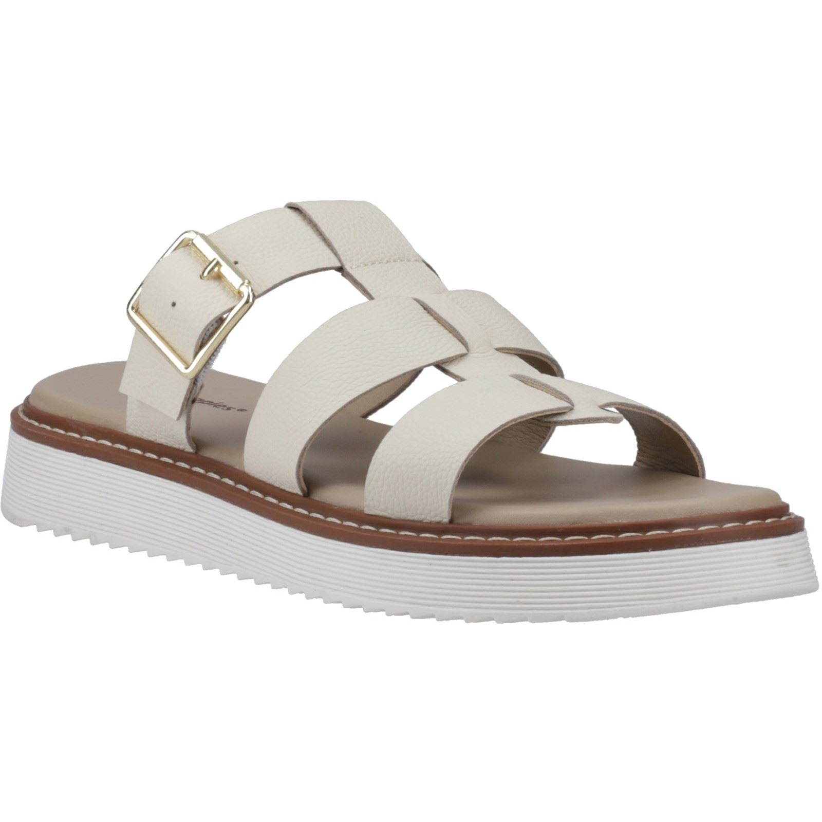 Hush Puppies Celeste Slide Sandales En Cuir Pour Femmes De Couleur Crème