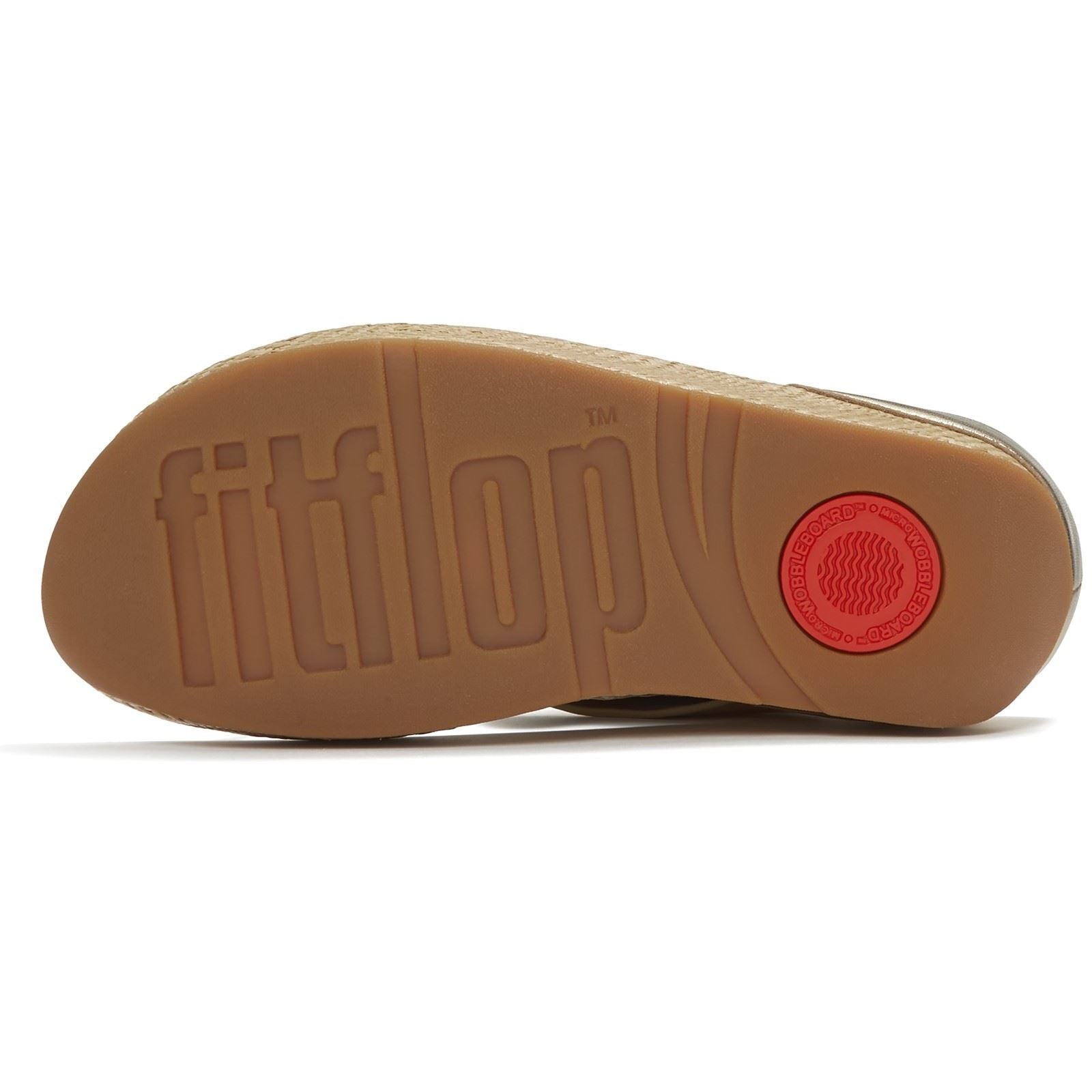 Fitflop Lulu Lux Graphic-Weave Toe-Post Sandales Platino En Cuir Pour Femmes
