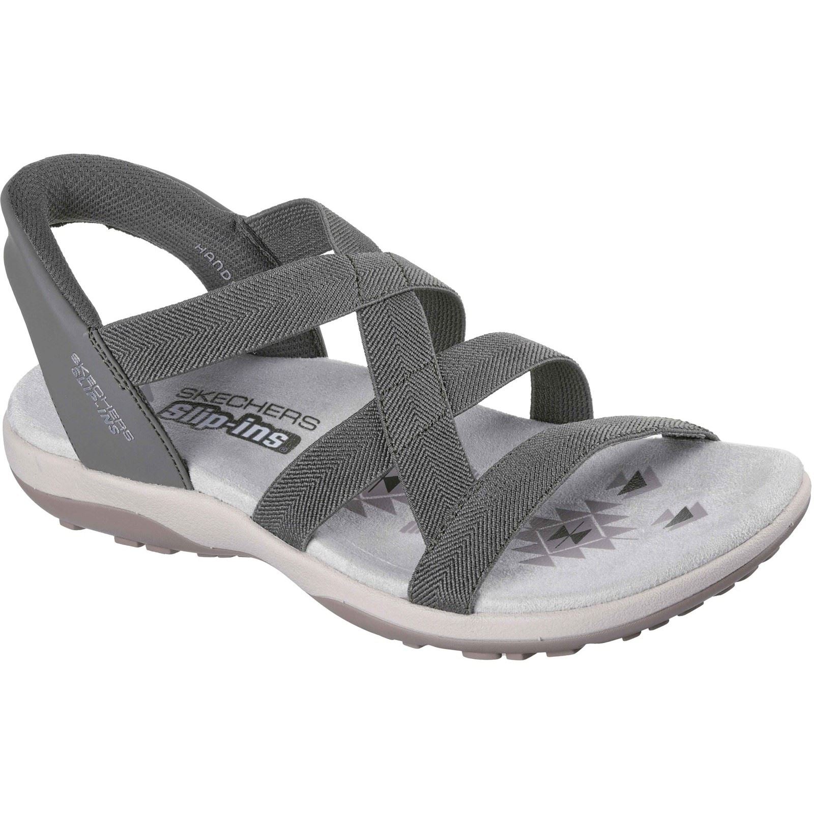 Skechers Reggae Slim Stretch Flex Sandales En Olive Pour Femmes En Textile