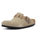 Birkenstock Boston Sabots Régulières En Daim Taupe Pour Femmes