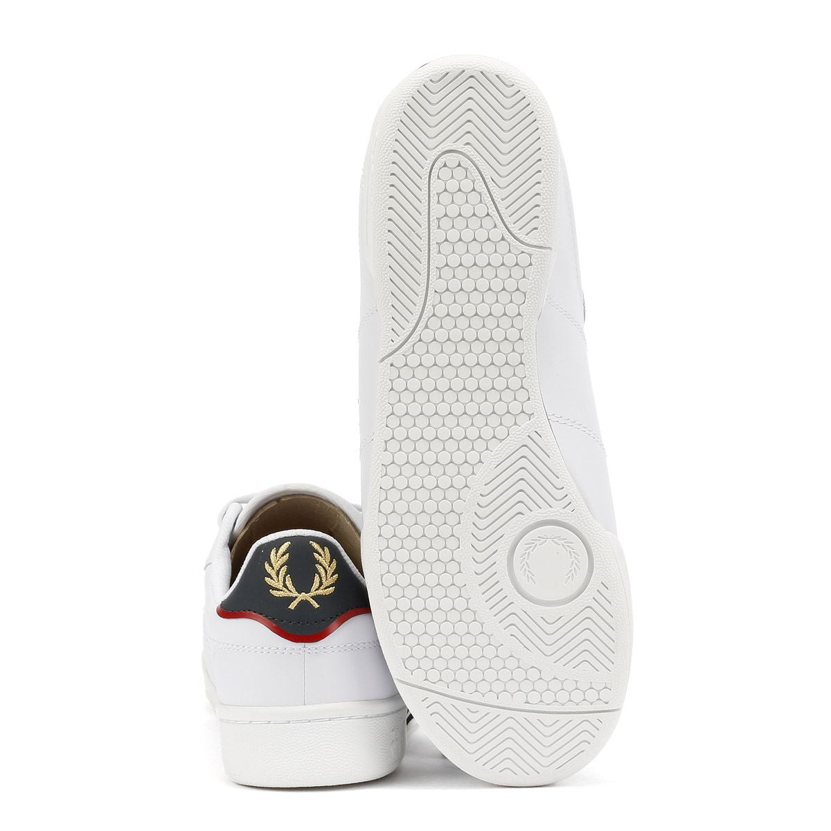 Fred Perry Split Cup Baskets Blanches En Cuir Pour Hommes