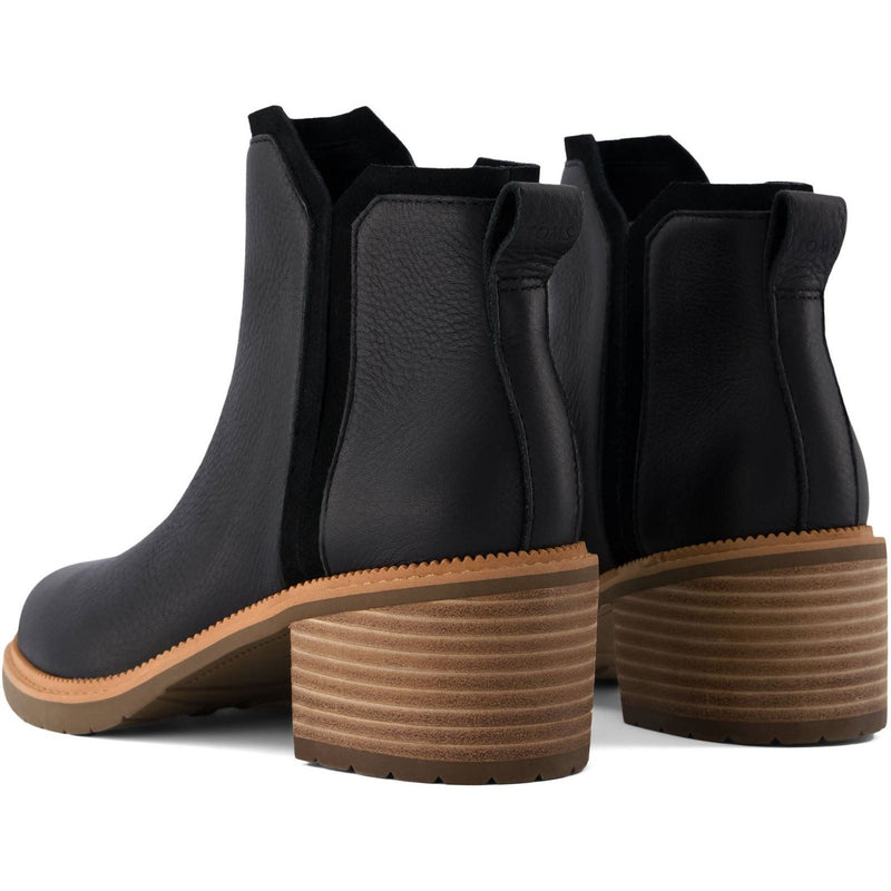 TOMS Hailey Bottes Noires À Talons En Cuir Pour Femme