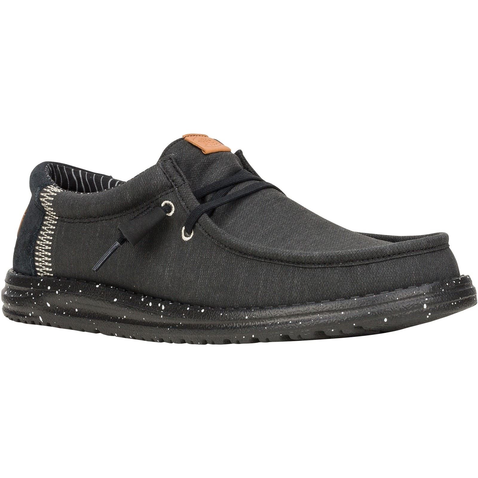HEYDUDE Wally Elevated Basics Chaussures De Bateau Noires En Tissu Pour Hommes