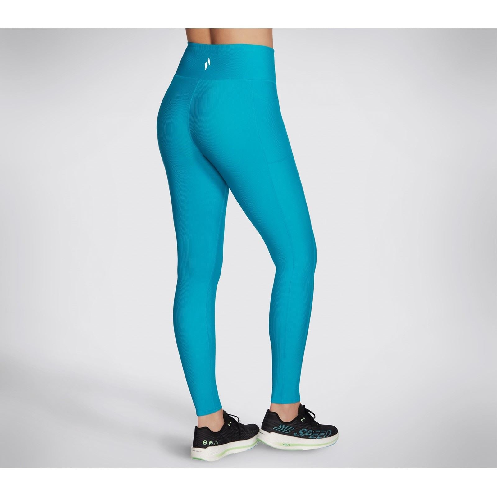 Skechers Performance GOFLEX Rib Leggings De Sport Bleus En Nylon Pour Femmes