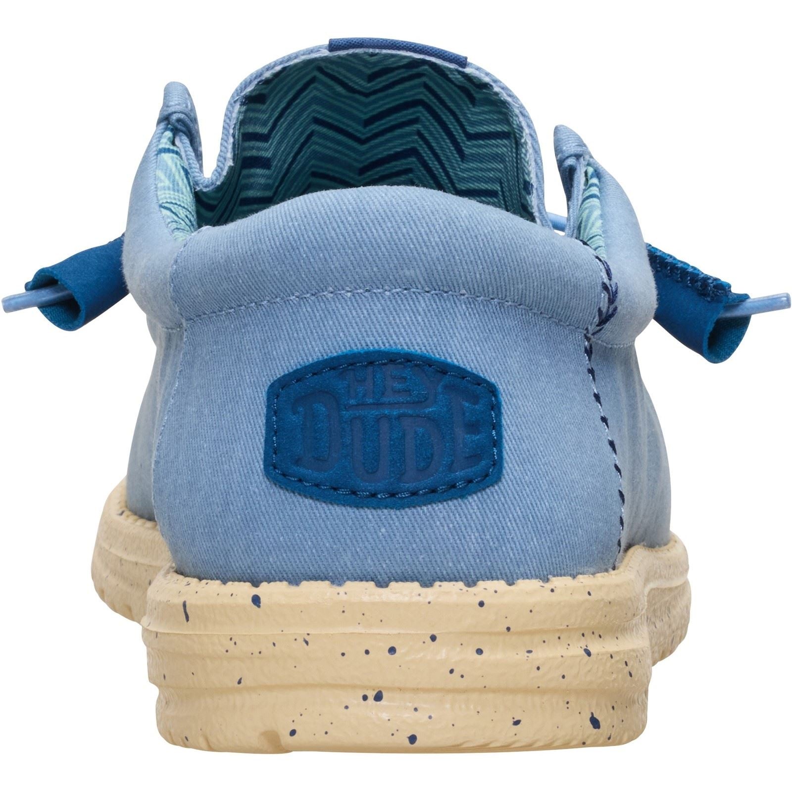 HEYDUDE Wally Stretch Canvas Mocassins En Denim Délavé/Tan Boulder Pour Hommes
