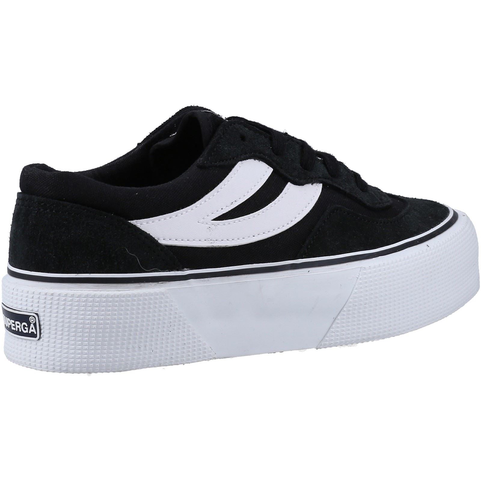 Superga 3041 Revolley Colorblock Platform Baskets Pour Femmes En Cuir Noir/Blanc