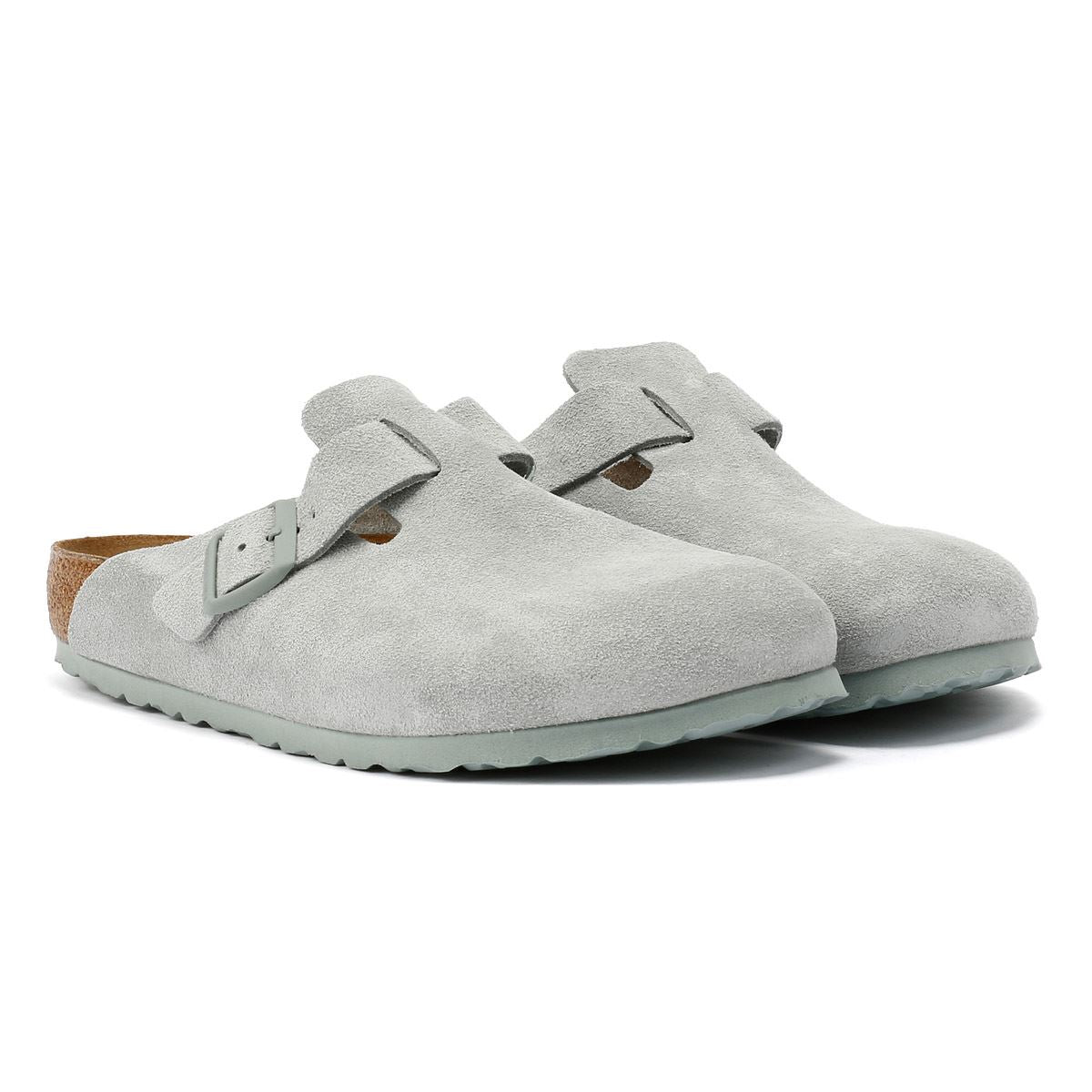 Birkenstock Boston Sabots Gris En Daim