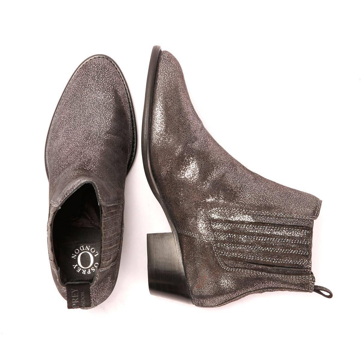 Osprey London The Janey Bottes Grises En Cuir Pour Femmes