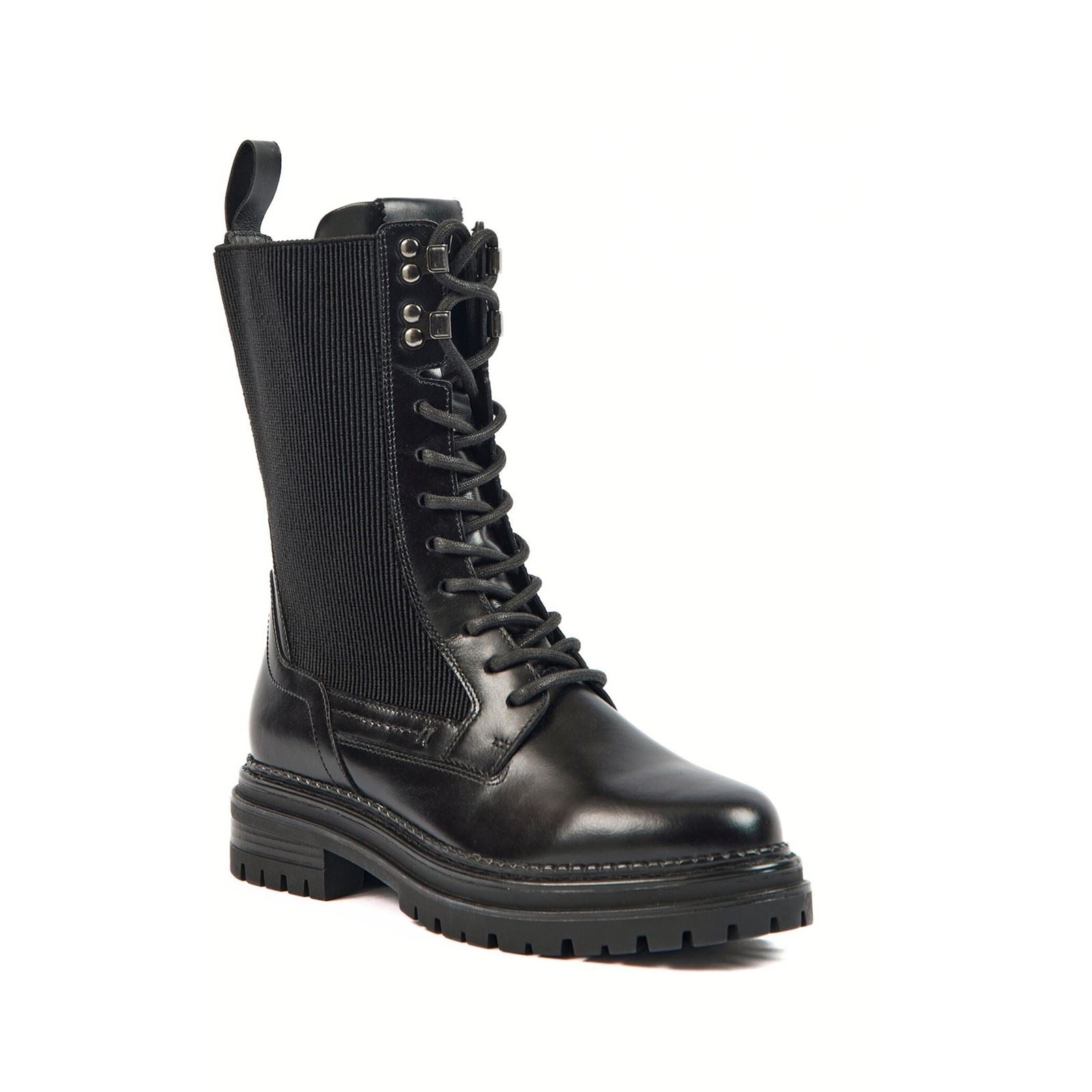Pod Polly Bottes Noires Pour Femmes En Cuir/Textile