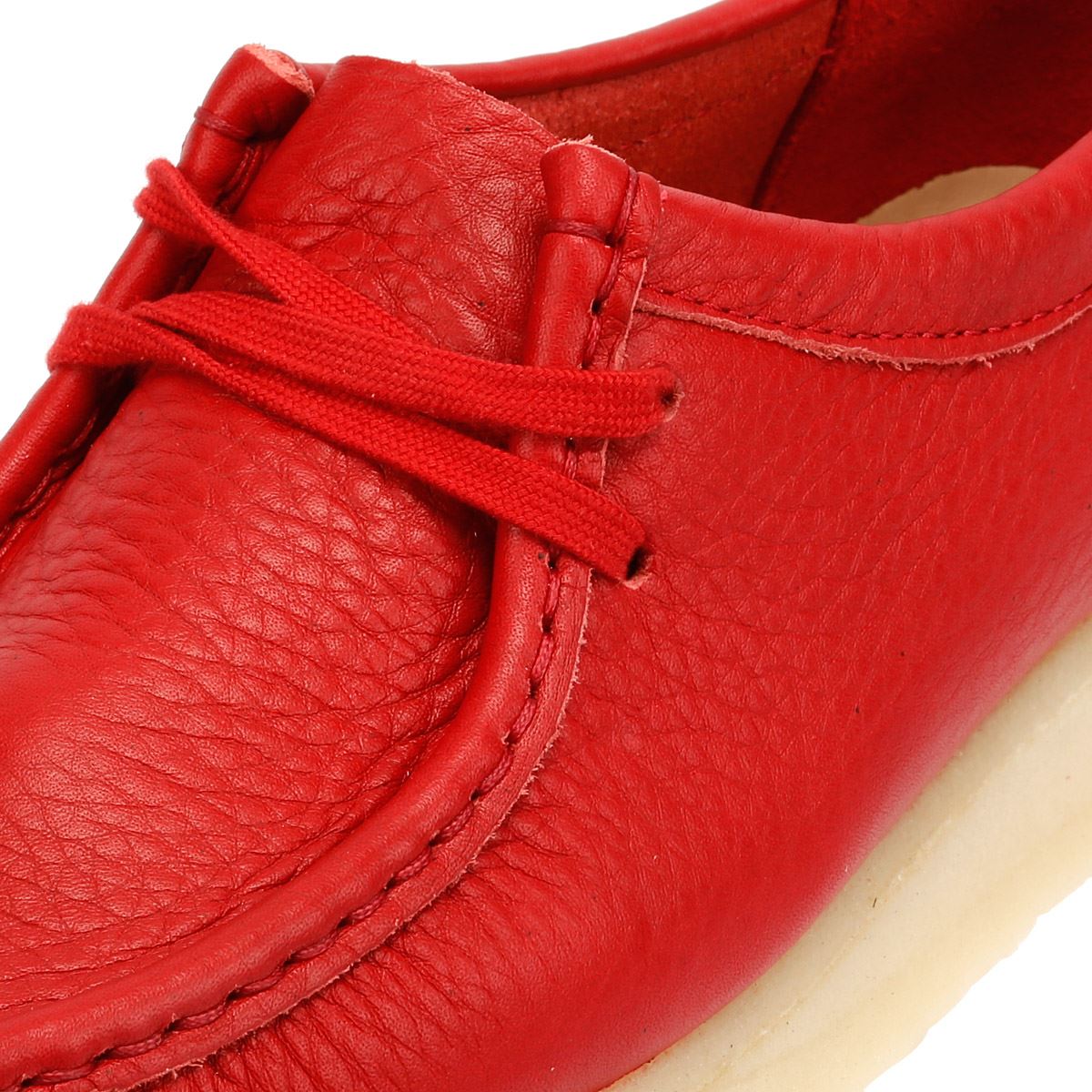 Clarks Originals Wallabee Chaussures Rouges En Cuir Pour Femmes