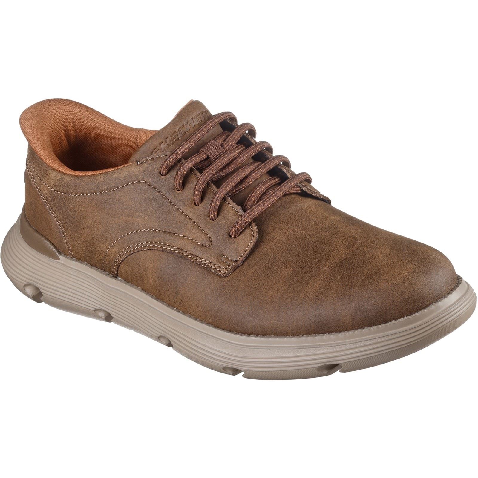 Skechers Garza Duran Chaussures De Sport Pour Hommes En Cuir Couleur Taupe