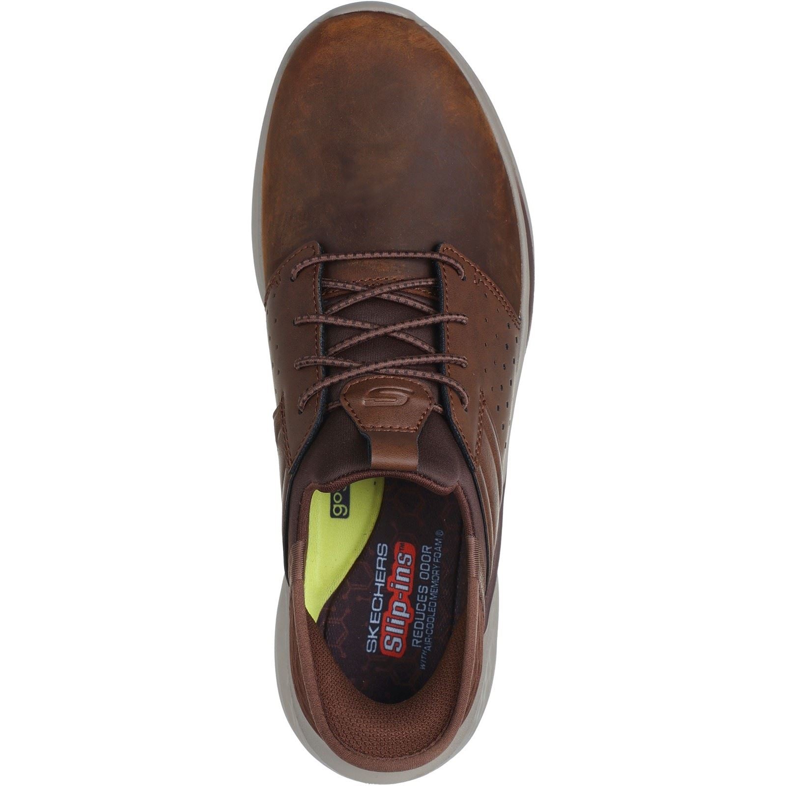 Skechers Slade Zachary Chaussures Lacées Pour Hommes En Textile Marron Foncé