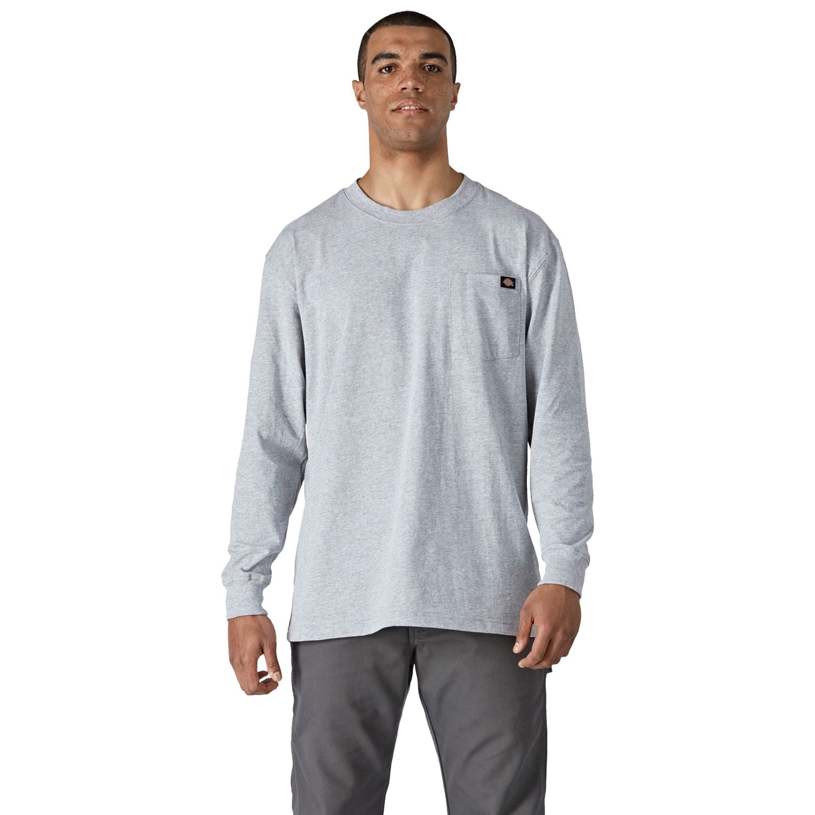 Dickies Pocket Long Sleeve T-Shirt Gris En Coton Pour Homme