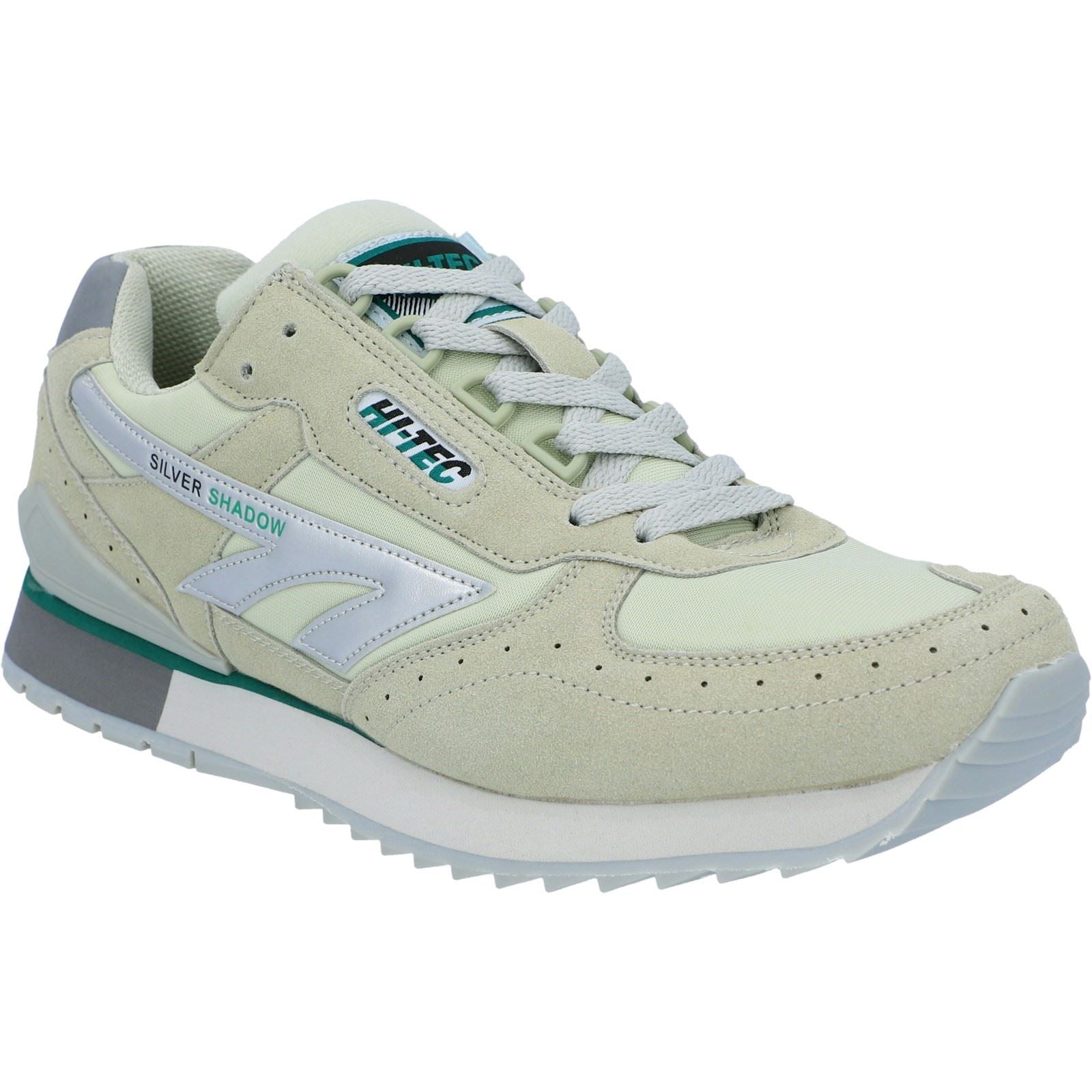 Hi-Tec Silver Shadow OG Baskets Pour Hommes En Suède Pu Argent/gris/vert