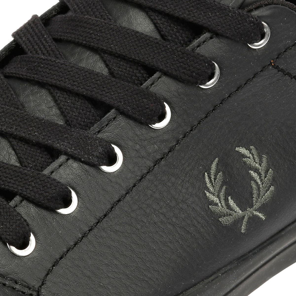 Fred Perry Baseline Baskets En Cuir Noir Pour Hommes
