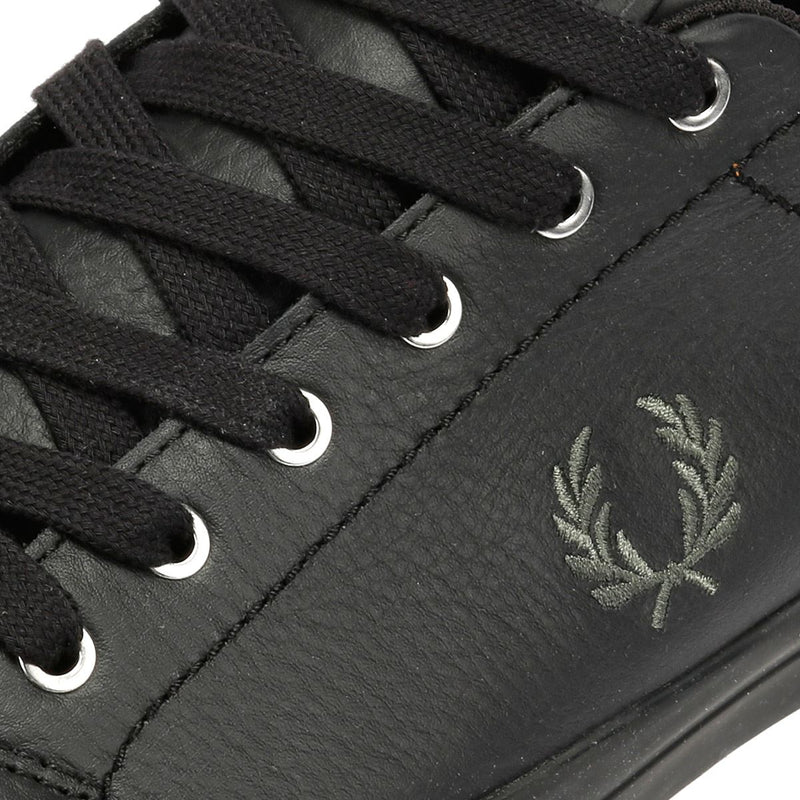 Fred Perry Baseline Baskets En Cuir Noir Pour Hommes
