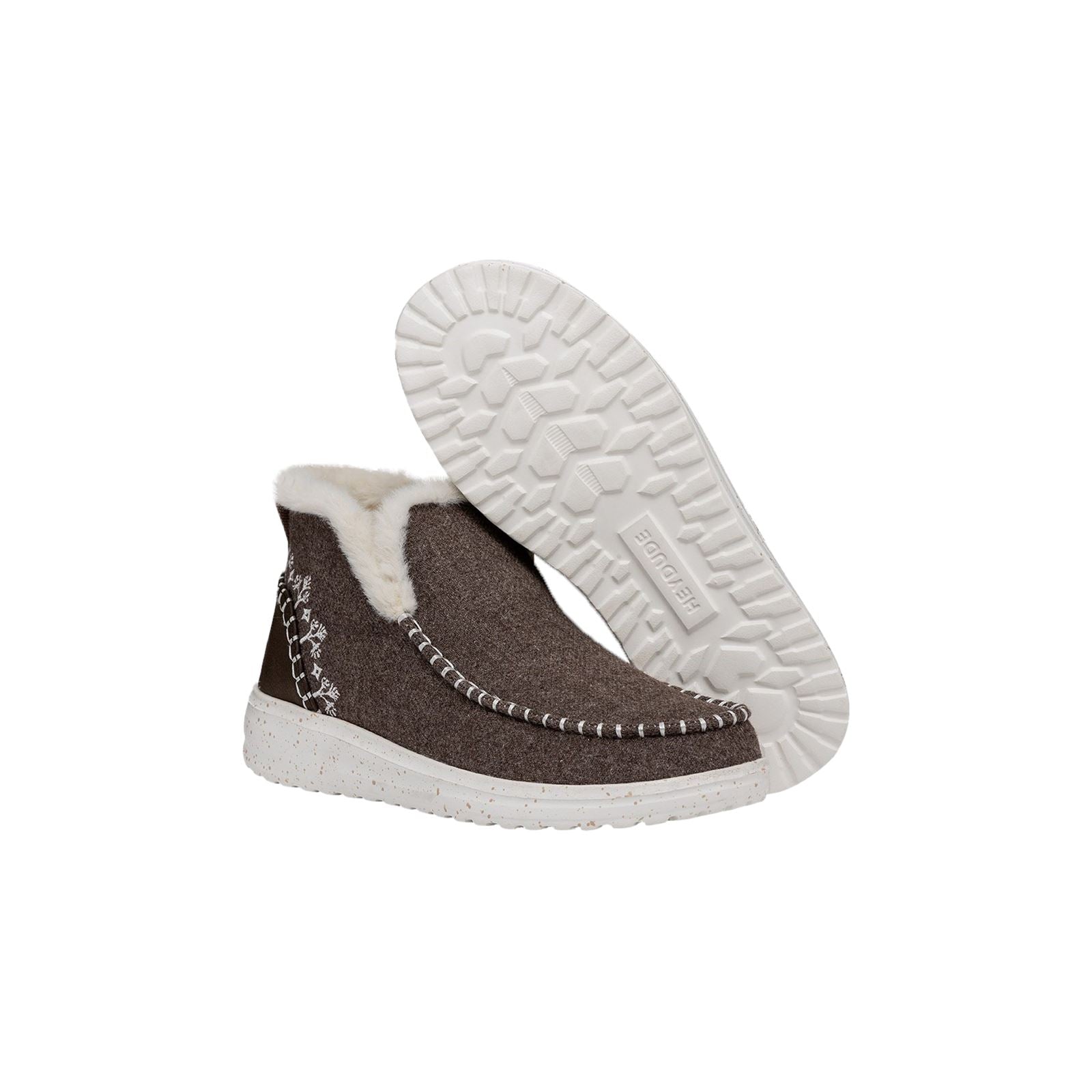 HEYDUDE Denny Wool Faux Shearling Bottes Pour Femmes En Noyer