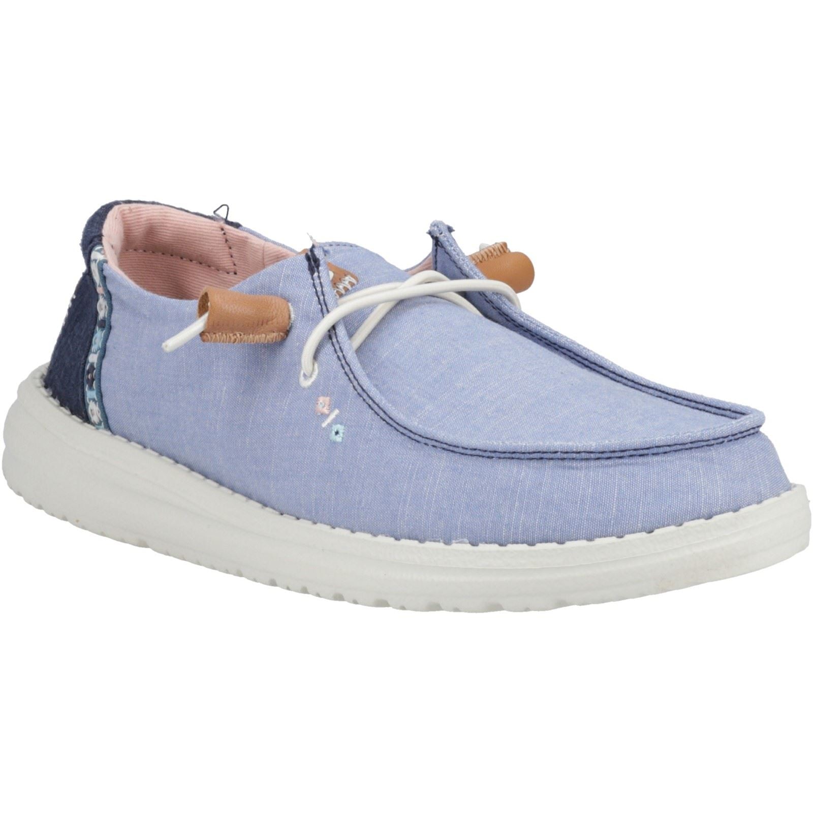 HEYDUDE Wendy Chambray Boho Mocassins Bleus Pour Femmes En Coton 100%