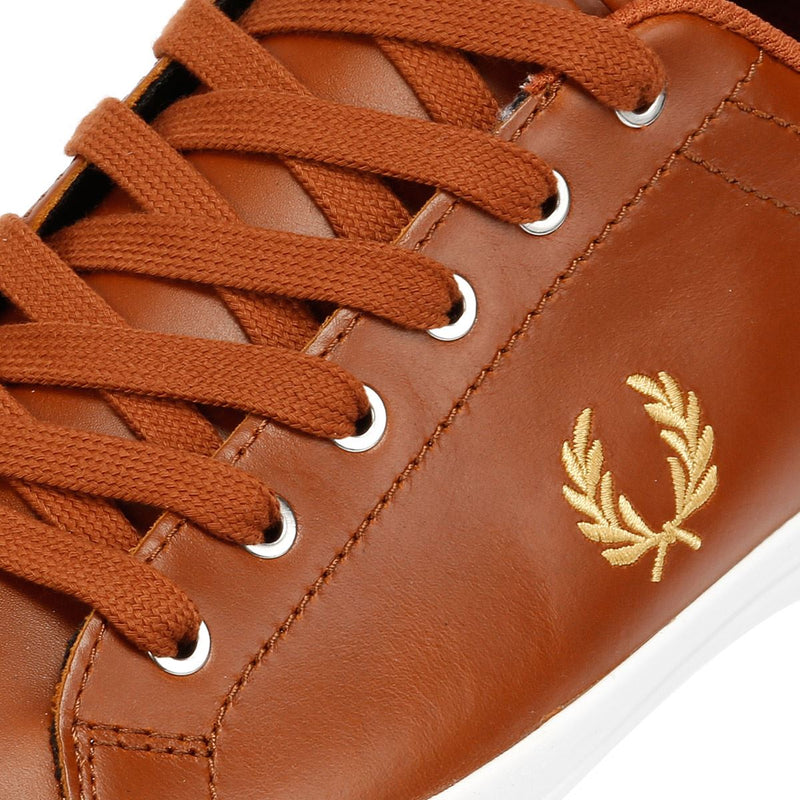 Fred Perry Baseline Baskets En Cuir Pour Homme Marron