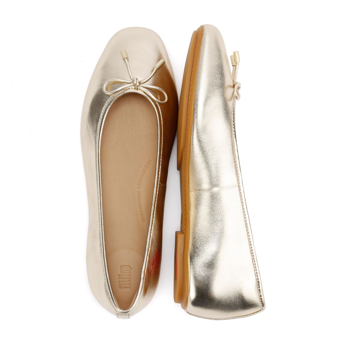 FitFlop Delicato Femmes Plates En Cuir Métallisé Doré