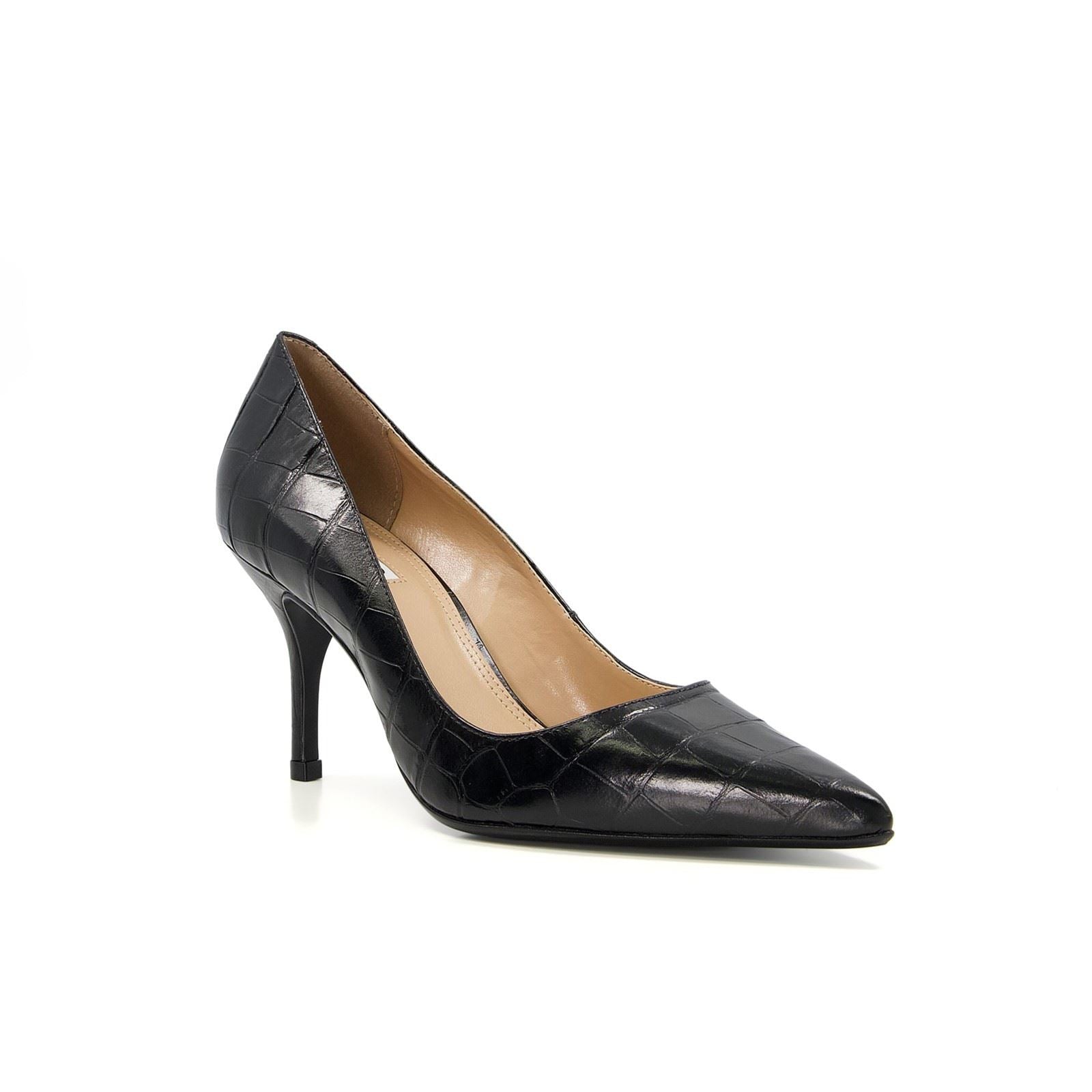 Dune Bold Talons Hauts Noirs Pour Femmes En Cuir
