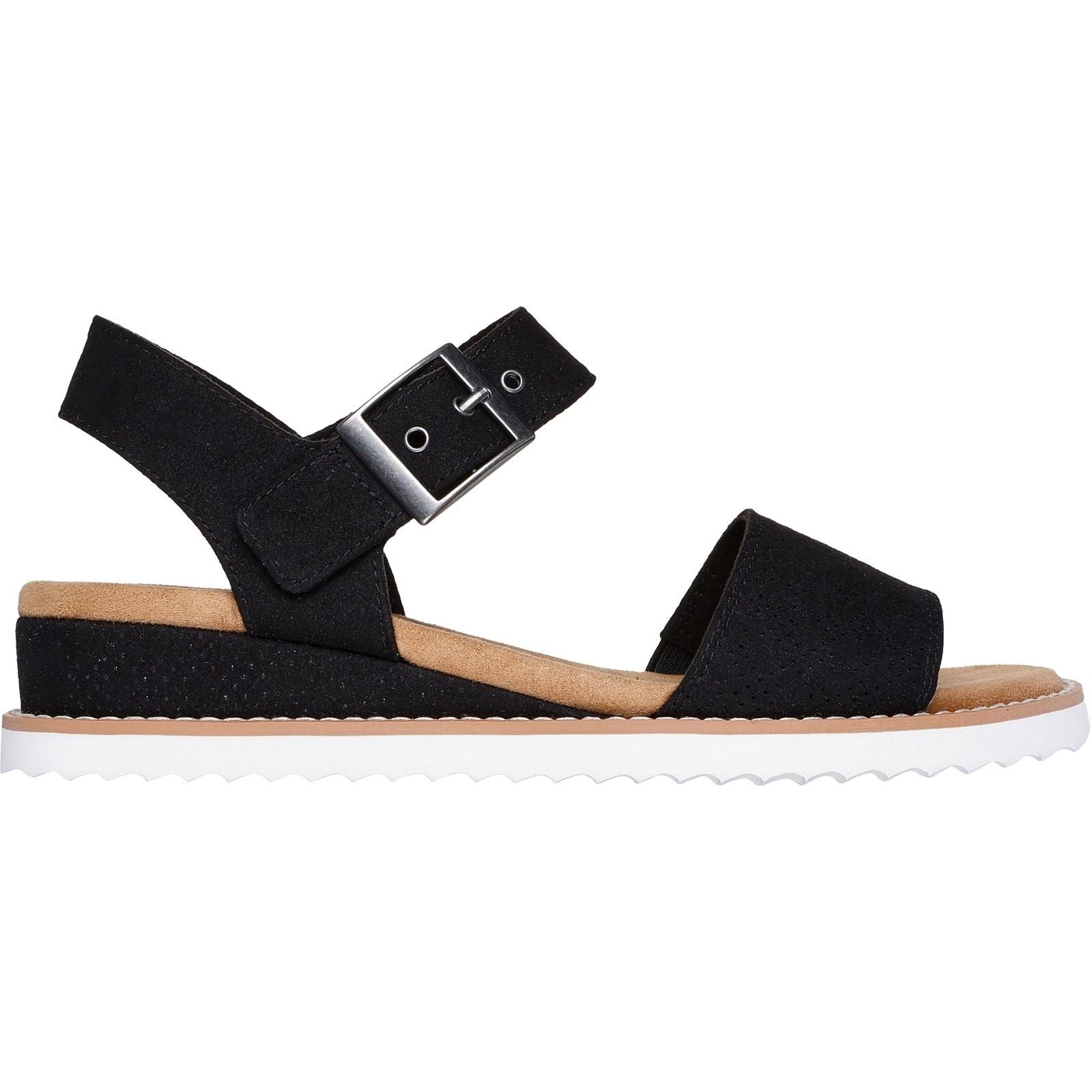 Skechers Desert Kiss Serendipitous Sandales Noires Pour Femmes En Synthétique