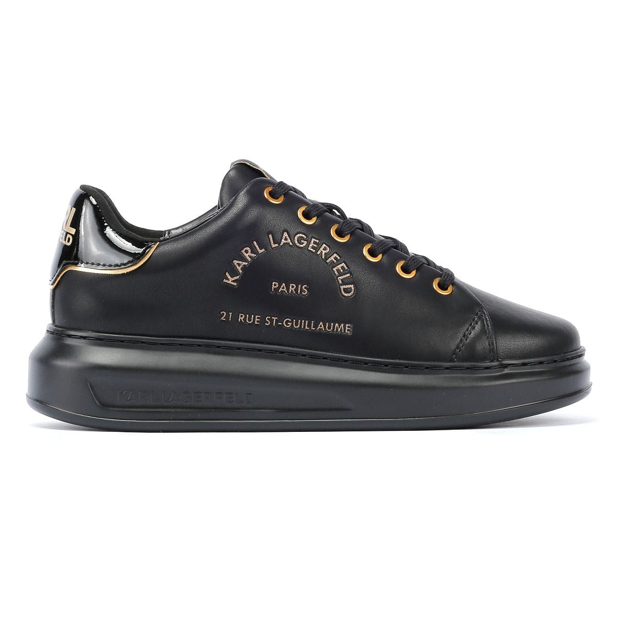 Karl Lagerfeld Kapri Metal Maison Glitter Baskets Noires En Cuir Pour Femmes